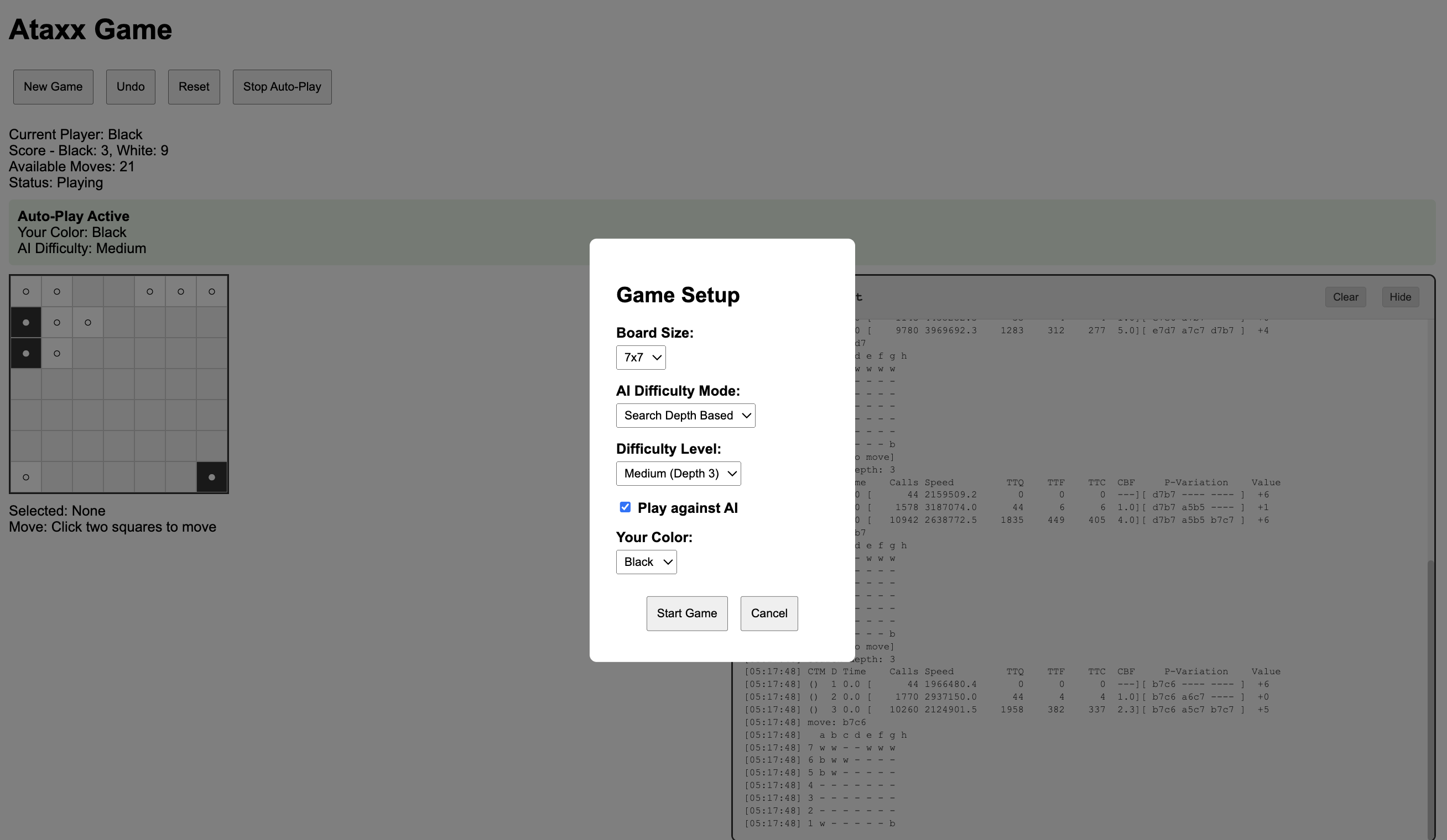 Ataxx webserver screenshot